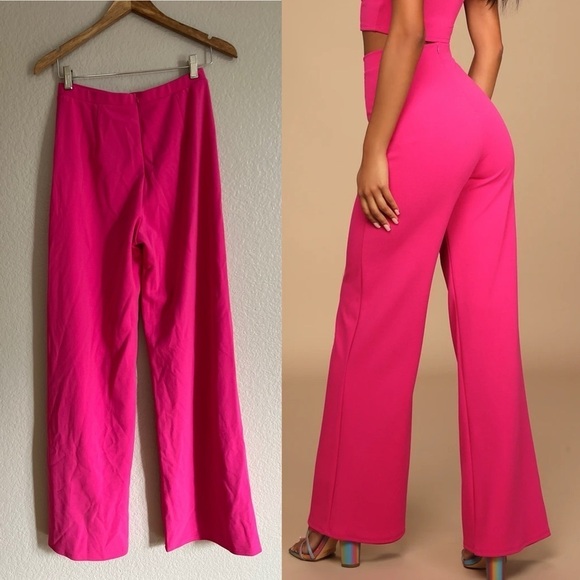 Pink Wide Leg Trouser High Waisted Pant NWOT - Picture 3 of 6